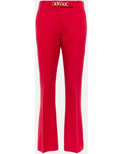 Valentino Vlogo Chain Wool And Silk Pants - Red