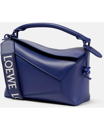 Loewe Puzzle Edge Small Leather Shoulder Bag - Blue
