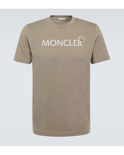 Moncler Logo Cotton Jersey T-shirt - Natural