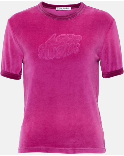Acne Studios Logo-embossed Cotton-blend T-shirt - Pink