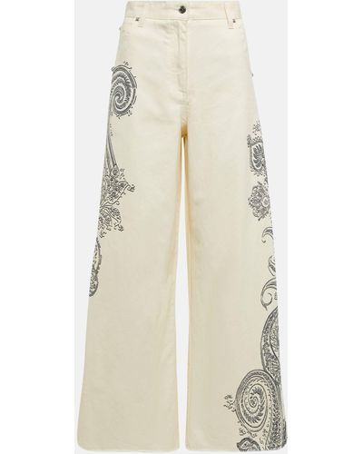 Etro Paisley High-rise Wide-leg Jeans - Natural
