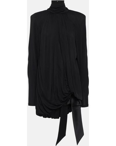 Saint Laurent Draped Crepe Mini Dress - Black