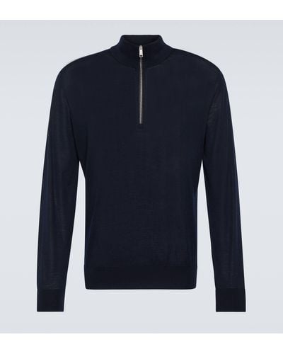 Zegna Wool Half-zip Sweater - Blue