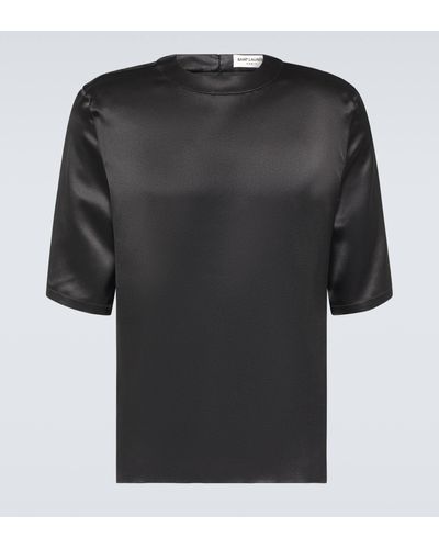 Saint Laurent Silk T-shirt - Black