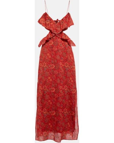 Sir. The Label Allegra Floral Ramie Maxi Dress - Red