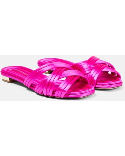 Aquazzura Oahu Satin Slides - Pink