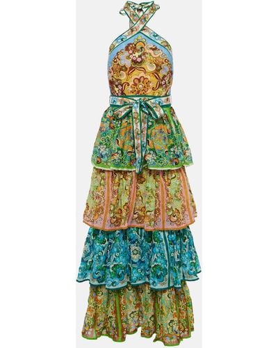 ALÉMAIS Dreamer Halterneck Tiered Dress - Multicolour