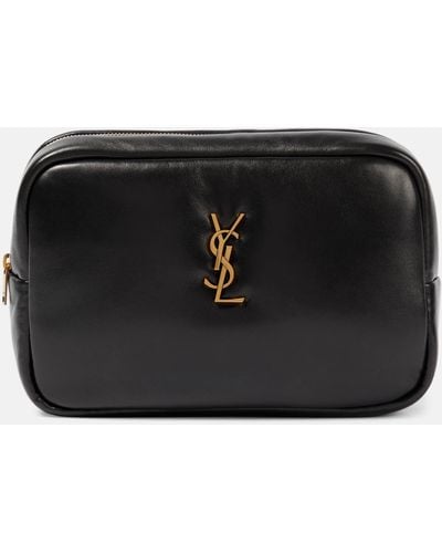 Saint Laurent Quilted Leather Makeup Bag - Black
