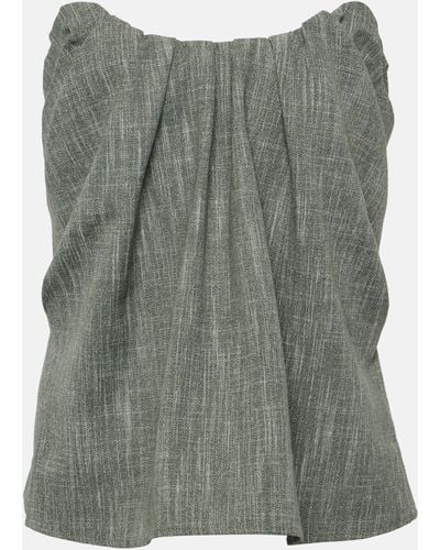 Co. Gathered Wool-blend Top - Green