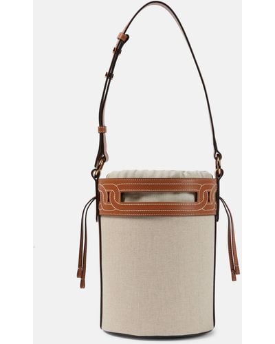 Tod's Kate Small Leather-trimmed Bucket Bag - White