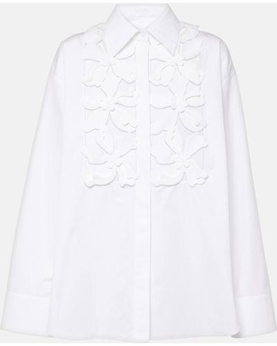 Valentino Embroidered Cotton Poplin Shirt - White