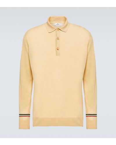 Etro Linen And Cotton Polo Sweater - Natural