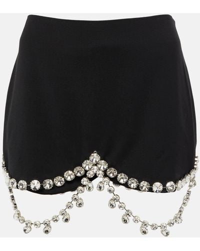 Area Embellished Wool Miniskirt - Black