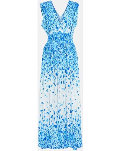 Poupette Faye Printed Midi Dress - Blue
