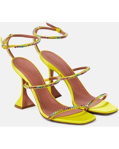 AMINA MUADDI Gilda 95 Embellished Pvc Sandals - Yellow