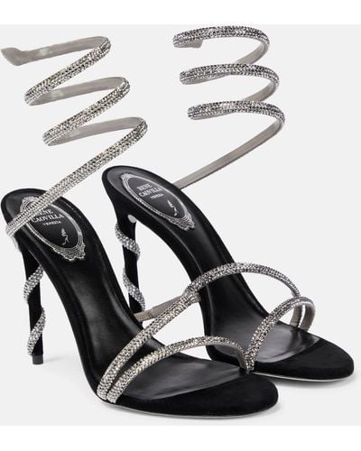 Rene Caovilla Cleo Crystal-embellished Velvet Sandals - Black