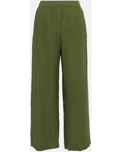 Velvet Lola High-rise Wide-leg Linen Pants - Green