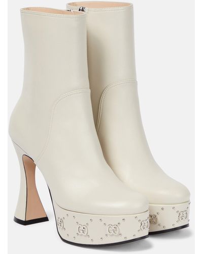 Gucci Platform Boot With GG Studs - White