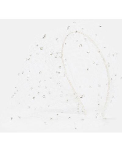 Jennifer Behr Crystal-embellished Voilette - White