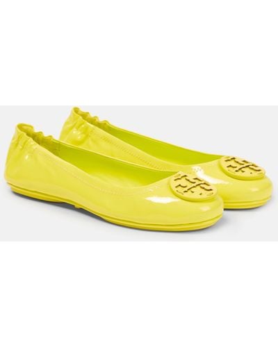 Tory Burch Minnie Leather Ballet Flats - Yellow