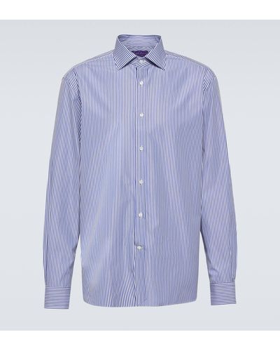 Ralph Lauren Purple Label Aston Striped Cotton Shirt - Blue