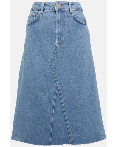 Ganni Denim Midi Skirt - Blue