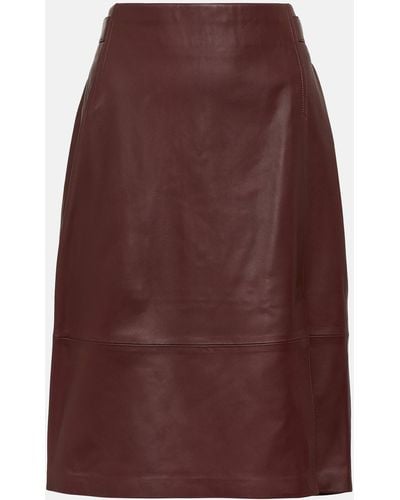 Vince Leather Pencil Skirt - Brown