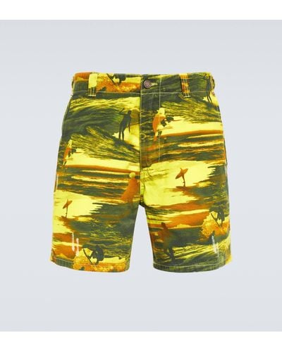 ERL Printed Cotton Shorts - Yellow