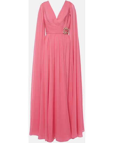 Elie Saab Embellished Silk Chiffon Gown - Pink