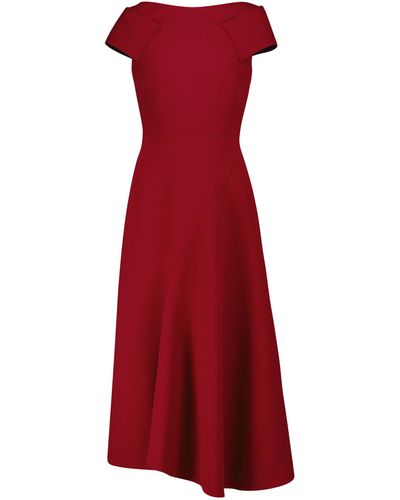 Roland Mouret Wanderwell Wool Crepe Midi Dress - Red