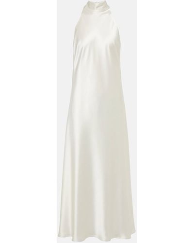 Galvan London Cova Satin Sleeveless Midi-dress - White