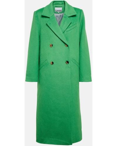 Ganni Wool-blend Coat - Green