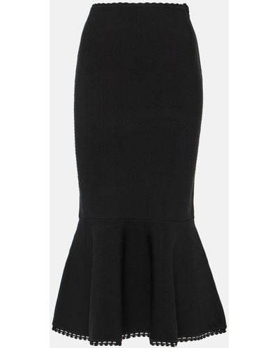 Victoria Beckham Vb Body Scalloped Midi Skirt - Black