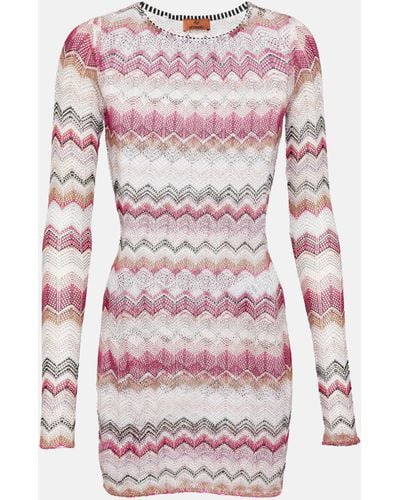 Missoni Zigzag-woven Crochet Minidress - Pink
