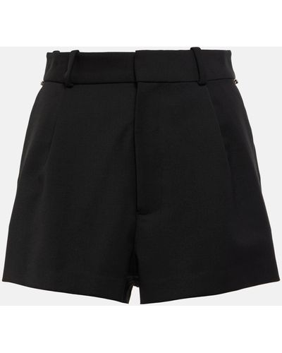 Area Crystal-embellished Wool Crepe Shorts - Black