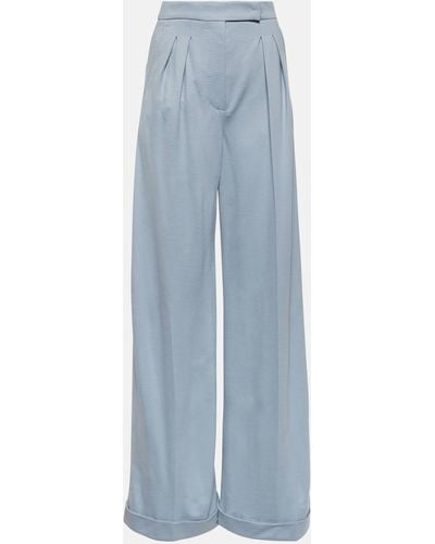 Max Mara Faraday Virgin Wool Wide-leg Pants - Blue