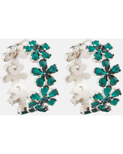 AMINA MUADDI Crystal-embellished Hoop Earrings - Green