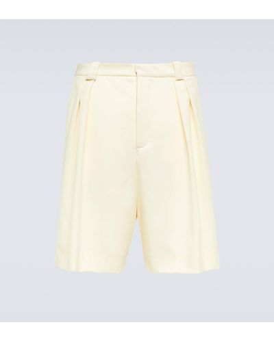 King & Tuckfield Pleated High-rise Wide-leg Wool Shorts - Natural