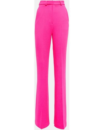 David Koma High-rise Flared Wool-blend Pants - Pink