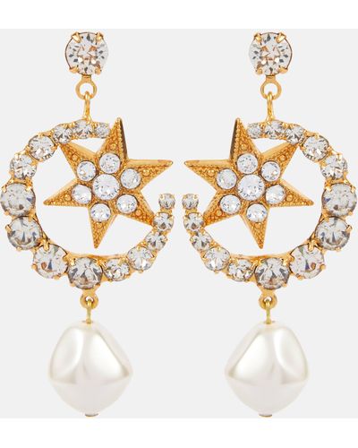 Jennifer Behr Kepler Embellished Gold-plated Drop Earrings - White