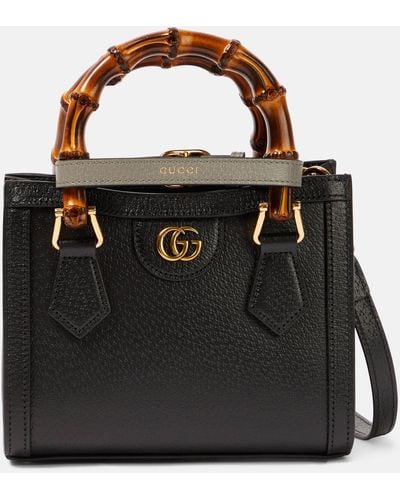 Gucci Diana Mini Textured-leather Tote - Black