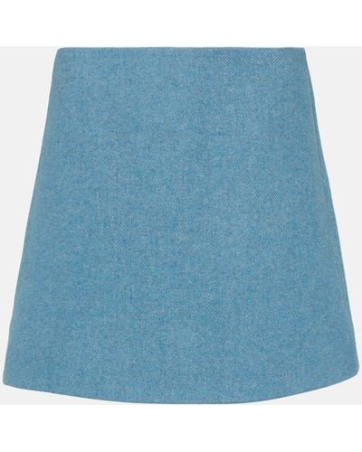 Ganni Wool-blend Twill Miniskirt - Blue