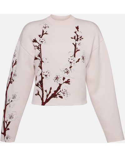 Alexander McQueen Floral Jacquard Wool And Silk Sweater - Pink