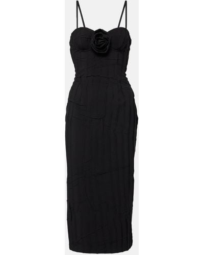 Blumarine Floral-applique Strapless Midi Dress - Black