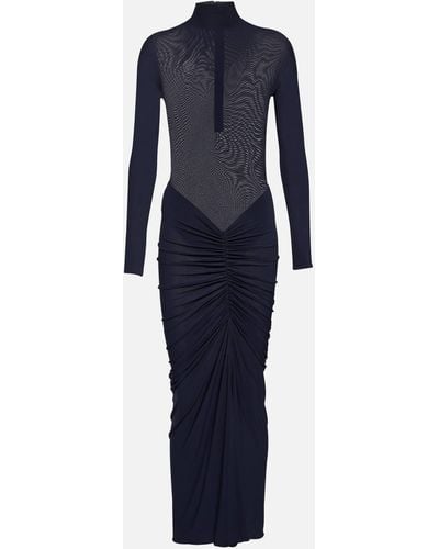 Alaïa Ruched Maxi Dress - Blue