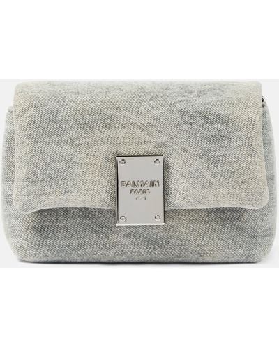 Balmain 1945 Soft Mini Denim Shoulder Bag - Grey