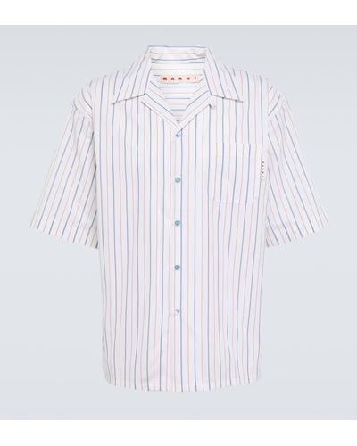 Marni Striped Cotton Poplin Bowling Shirt - White