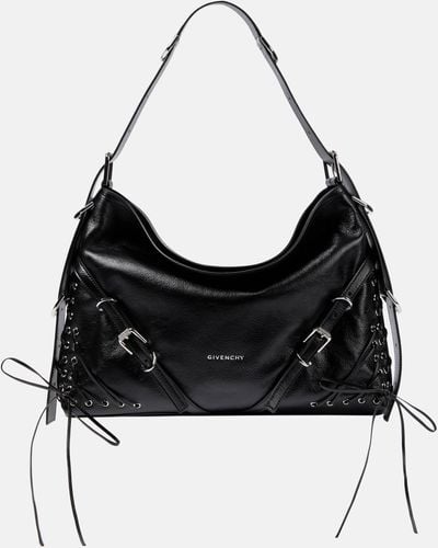 Givenchy Voyou Medium Leather Shoulder Bag - Black