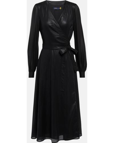 Polo Ralph Lauren Lame Wrap Midi Dress - Black