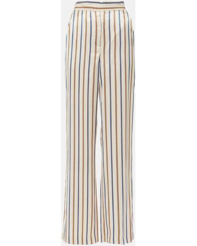Veronica Beard Grigore Striped Twill Wide-leg Pants - White